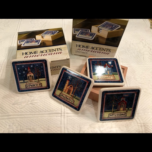 Home Accents Americana Coaster Sets New in Box - Picture 1 of 5